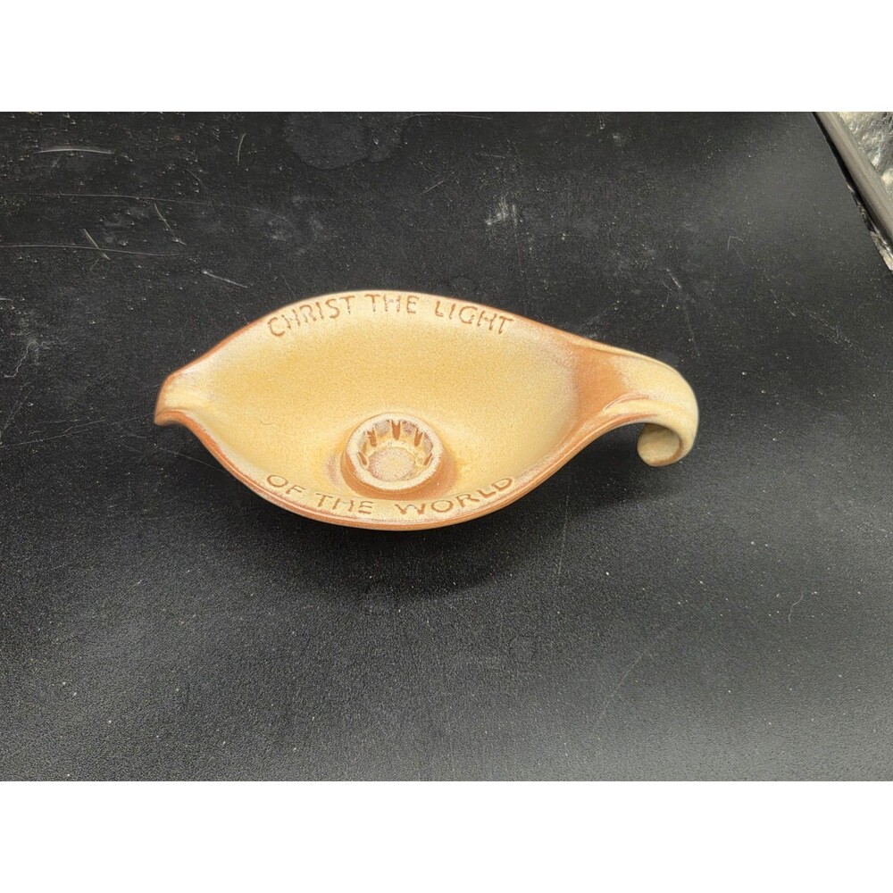 Vintage Frankoma Pottery Plainsman Candle Holder Christ the Light World
